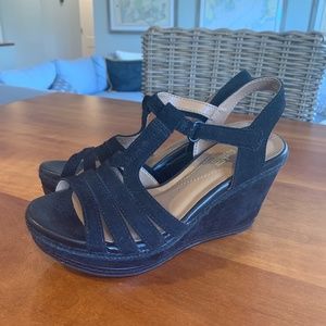 Clarks Collection Black Suede Sandals